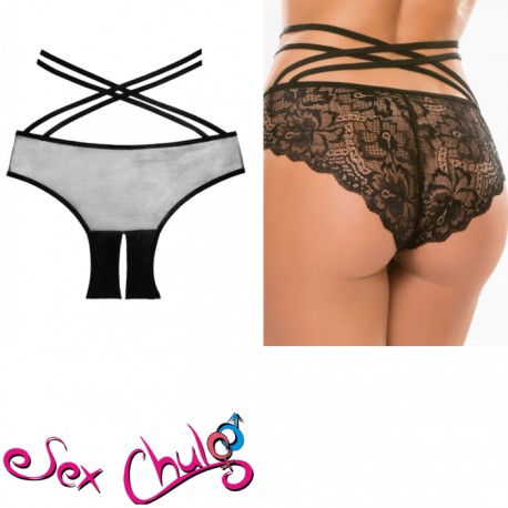 Mutanda Slip Intimo Sexy Crotchless French Kiss Panty Taglia Unica