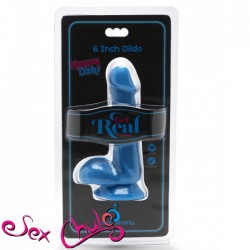 DILDO HAPPY COLOR CON TESTICOLI BLU NEON 6 INCH