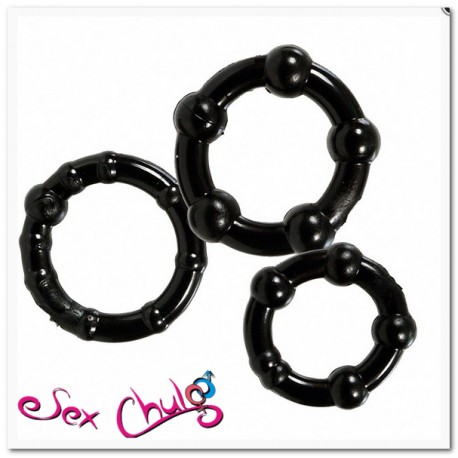 ANELLO FALLICO STAY HARD - THREE RINGS - BLACK