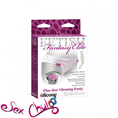 Fetish Fantasy Elite Plus Size Vibrating Panty, Pink/white