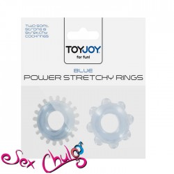 Anelli per pene POWER STRETCHY RINGS BLUE 2PCS''