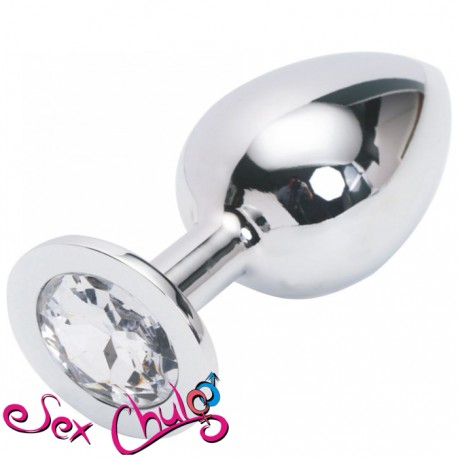 PLUG ANALE CON DIAMANTE LARGE COLOR ARGENTO